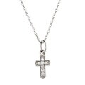 14k White Gold Diamond Accent Mini Charm Size Cross Necklace