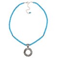 Southwest Moon Sterling Silver Turquoise Bead Circle Necklace