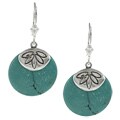 Southwest Moon Sterling Silver Turquoise Disc Flower Cap Earrings