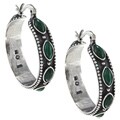 Southwest Moon Sterling Silver Malachite Hoop Earrings