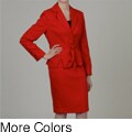 Analogy Women's 2-button Belted Jacket Skirt Suit