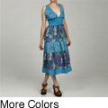 Jessica Taylor Women's Embroidered Floral Print Halter Top Dress