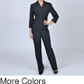 Signature by Larry Levine Women's 4-button Pleated Jacket Pant Suit