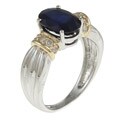 14k Two-tone Gold Sapphire and 1/5ct TDW Diamond Ring (H-I, I2-I3)