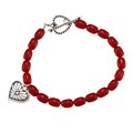 Southwest Moon Sterling Silver Red Coral Heart Bracelet