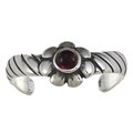 Southwest Moon Sterling Silver Garnet Flower Toe Ring