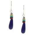 Southwest Moon Silver Lapis, Turquoise and Jasper Teardrop Earrings