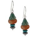 Southwest Moon Sterling Silver Calcite and Turquoise Bell Earrings