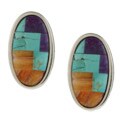 Southwest Moon Sterling Silver Multi-gemstone Oval Earrings
