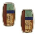 Southwest Moon Sterling Silver Multi-gemstone Rectangle Earrings
