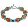 Southwest Moon Sterling Silver Turquoise and Calcite Toggle Bracelet
