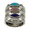 Southwest Moon Sterling Silver Gemstone Stackable Rings (Set of 3)