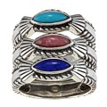 Southwest Moon Sterling Silver Gemstone Stackable Rings (Set of 3)