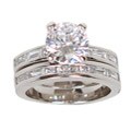 NEXTE Jewelry Silvertone Clear Cubic Zirconia Bridal-style Ring Set