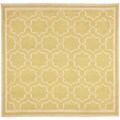 Handmade Green/ Ivory Dhurrie Wool Rug (6' Square)