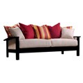 Portfolio Urban Wood Arm Beige Microfiber and Wine Stripe Loose Pillow Back Sofa