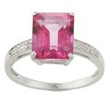 Viducci 10k White Gold Pink Topaz and Diamond Ring