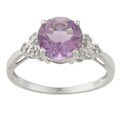 Viducci 10k White Gold Amethyst and 1/10ct TDW Diamond Ring (G-H, I1-I2)