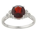 Viducci 10k White Gold Garnet and 1/10ct TDW Diamond Ring (G-H, I1-I2)