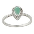 Viducci 10k White Gold Emerald and 1/10ct TDW Diamond Ring (G-H, I1-I2)