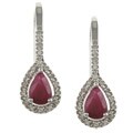 Viducci 10k White Gold Ruby and 1/6ct TDW Diamond Earrings (G-H, I1-I2)