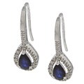Viducci 10k White Gold Sapphire and 1/6ct TDW Diamond Earrings (G-H, I1-I2)