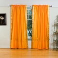 Pumpkin Rod Pocket Sheer Sari Curtain Panel Pair (India)