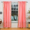 Peach Pink Rod Pocket Sheer Sari Curtain Panel Pair (India)