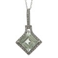 Viducci 10k Gold Green Amethyst and 1/6ct TDW Diamond Necklace (G-H, I1-I2)