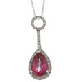 Viducci 10k Gold Pink Topaz and 1/6ct TDW Diamond Necklace (G-H, I1-I2)