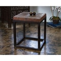 Weathered Reclaimed Wood and Iron Side Table (India)