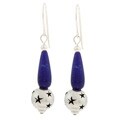 Southwest Moon Sterling Silver Lapis and Star Cutout Bead Earrings