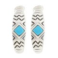 Southwest Moon Sterling Silver Turquoise Semi-hoop Earrings