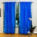 Blue 84-inch Rod Pocket Sheer Sari Curtain Panel Pair (India)
