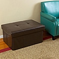 Brown Leatherette Large Foldable Ottoman