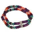 Southwest Moon Silver Multi-gemstone 2-strand Stretch Bracelet