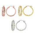 Icz Stonez 18k Gold Overlay/Sterling Silver Cubic Zirconia Hoop Earrings (2 5/8ct TGW)