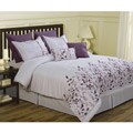 Embroidered Leaves Plum 8-piece Comforter Set