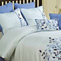 Embroidered Leaves Blue 8-piece Comforter Set