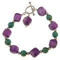 Southwest Moon Sterling Silver Amethyst and Turquoise Toggle Bracelet