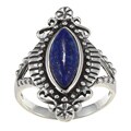 Southwest Moon Sterling Silver Denim Lapis Marquise Filigree Ring