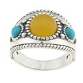 Southwest Moon Sterling Silver Yellow Jasper and Turquoise Ring