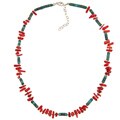 Southwest Moon Sterling Silver Turquoise and Coral Necklace