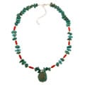 Southwest Moon Sterling Silver Turquoise and Coral Necklace