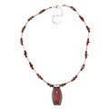 Southwest Moon Sterling Silver Rhodonite and Green Turquoise Necklace