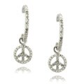 Sterling Silver 1/4ct TDW Diamond Peace Semi-hoop Earrings