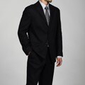 U & I Men's Black Linen 2-button Suit