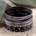 Set of 18 Aluminum Black Summer Night Skies Bangle Bracelets (India)
