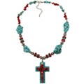 Crystale Carnelian and Turquiose Cross Necklace