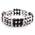 Bleek2Sheek Jet Black and Steel Crystal and Rhinestone Stretch Bracelet